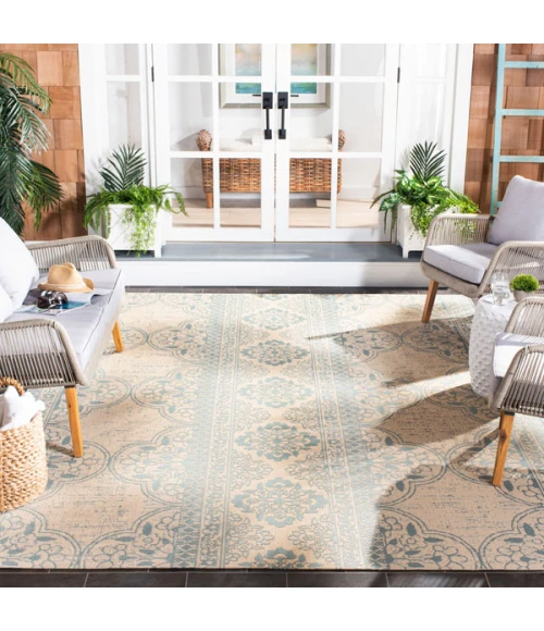 Safavieh Beach House BHS174 Aqua / Cream 3' X 5' Rectangle Area Rug