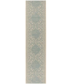 Safavieh Beach House BHS174 Cream / Aqua 2'-2" X 10' Runner Area Rug