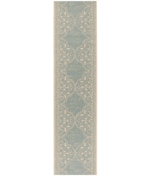 Safavieh Beach House BHS174 Cream / Aqua 2'-2" X 10' Runner Area Rug