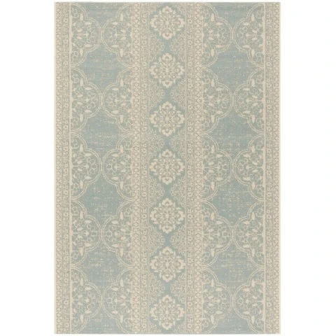Safavieh Beach House BHS174 Cream / Aqua 6'-7" X 9'-2" Rectangle Area Rug