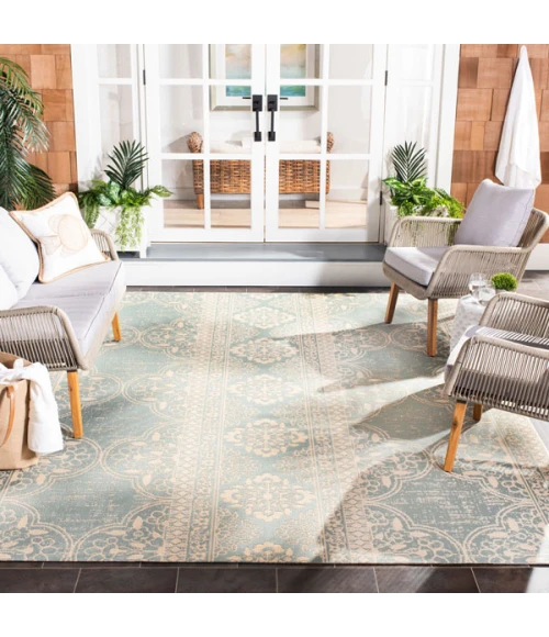 Safavieh Beach House BHS174 Cream / Aqua 8' X 10' Rectangle Area Rug