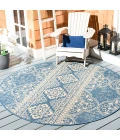 Safavieh Beach House BHS174 Cream / Blue 6'-7" X 6'-7" Round Area Rug