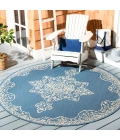 Safavieh Beach House BHS180 Cream / Blue 6'-7" X 6'-7" Round Area Rug