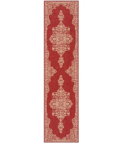 Safavieh Beach House BHS180 Red / Creme 2'-2" X 8' Runner Area Rug