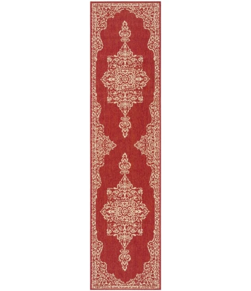 Safavieh Beach House BHS180 Red / Creme 2'-2" X 8' Runner Area Rug