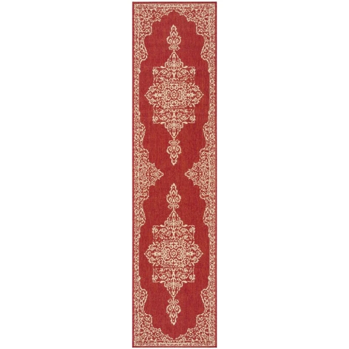 Safavieh Beach House BHS180 Red / Creme 2'-2" X 8' Runner Area Rug