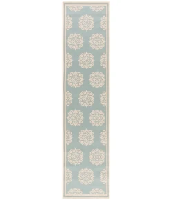 Safavieh Beach House BHS181 Aqua / Cream 2'-2" X 10' Runner Area Rug