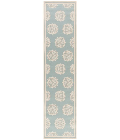 Safavieh Beach House BHS181 Aqua / Cream 2'-2" X 10' Runner Area Rug