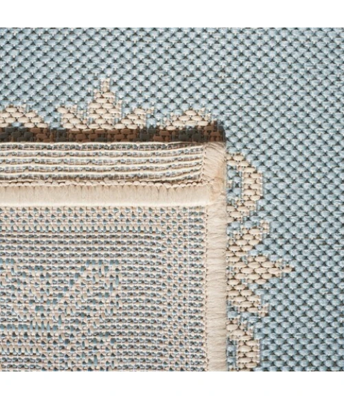 Safavieh Beach House BHS181 Aqua / Cream 6'-7" X 9'-2" Rectangle Area Rug