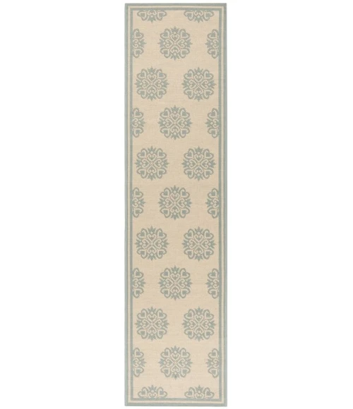 Safavieh Beach House BHS181 Cream / Aqua 2'-2" X 8' Runner Area Rug