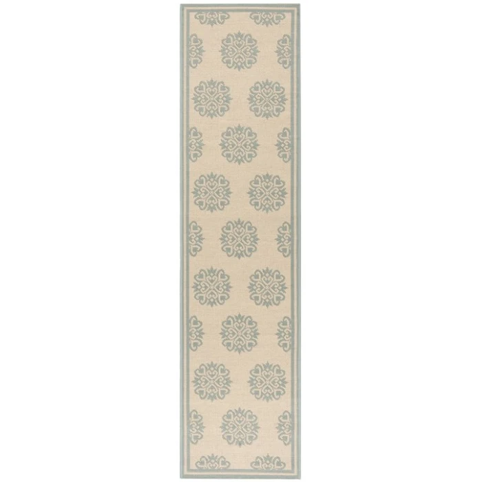 Safavieh Beach House BHS181 Cream / Aqua 2'-2" X 6' Runner Area Rug
