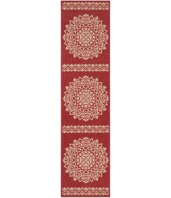 Safavieh Beach House BHS183 Red / Creme 2'-2" X 12' Runner Area Rug
