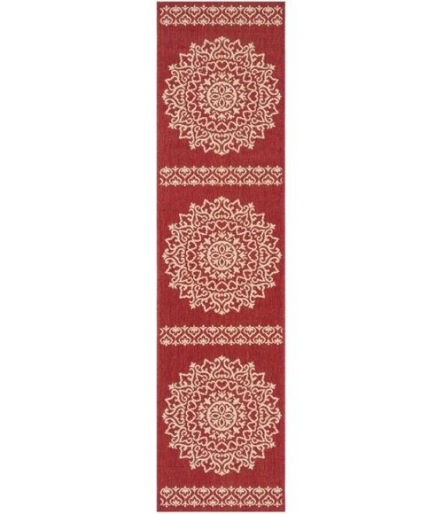 Safavieh Beach House BHS183 Red / Creme 2'-2" X 12' Runner Area Rug
