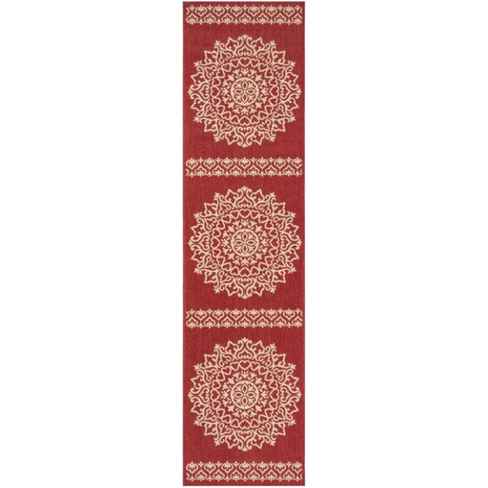 Safavieh Beach House BHS183 Red / Creme 2'-2" X 10' Runner Area Rug