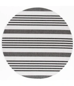 Safavieh Beach House BHS222 Light Grey / Charcoal 4' X 4' Round Area Rug