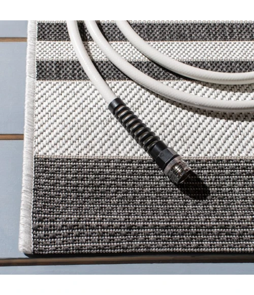 Safavieh Beach House BHS222 Light Grey / Charcoal 2'-2" X 6' Runner Area Rug