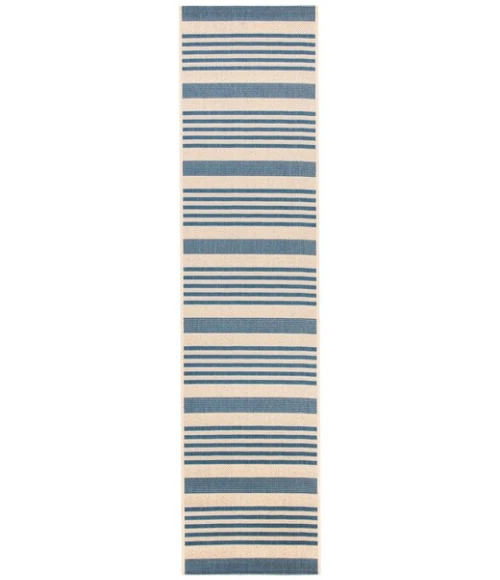 Safavieh Beach House BHS222 Beige / Blue 2'-2" X 12' Runner Area Rug
