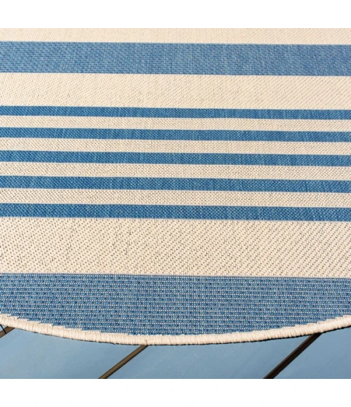 Safavieh Beach House BHS222 Beige / Blue 6'-7" X 6'-7" Round Area Rug