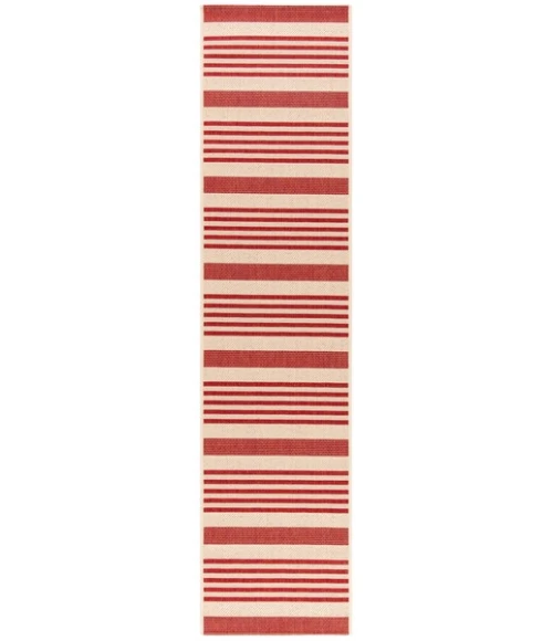 Safavieh Beach House BHS222 Beige / Red 2'-2" X 12' Runner Area Rug