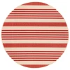 Safavieh Beach House BHS222 Beige / Red 6'-7" X 6'-7" Round Area Rug