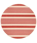 Safavieh Beach House BHS222 Beige / Red 6'-7" X 6'-7" Round Area Rug