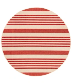 Safavieh Beach House BHS222 Beige / Red 6'-7" X 6'-7" Round Area Rug