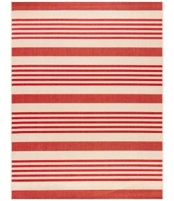 Safavieh Beach House BHS222 Beige / Red 6'-7" X 6'-7" Square Area Rug