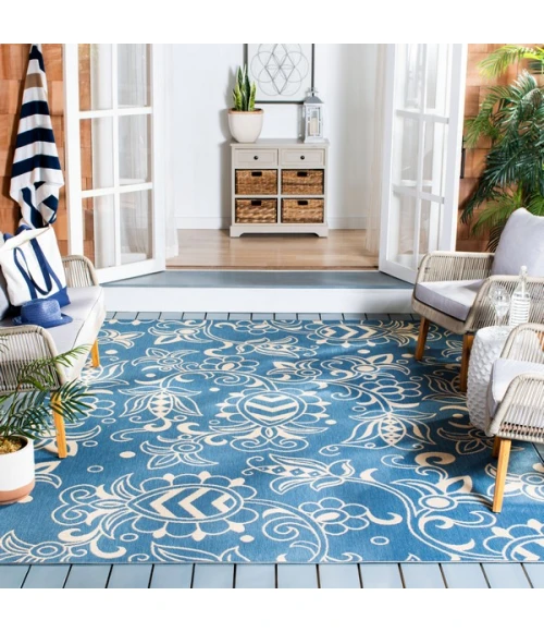Safavieh Beach House BHS246 Blue / Beige 6'-7" X 6'-7" Square Area Rug