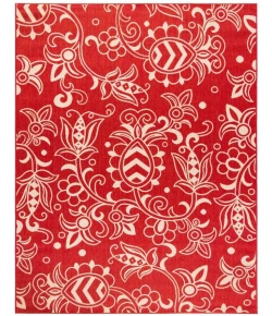 Safavieh Beach House BHS246 Red / Beige 6'-7" X 6'-7" Square Area Rug