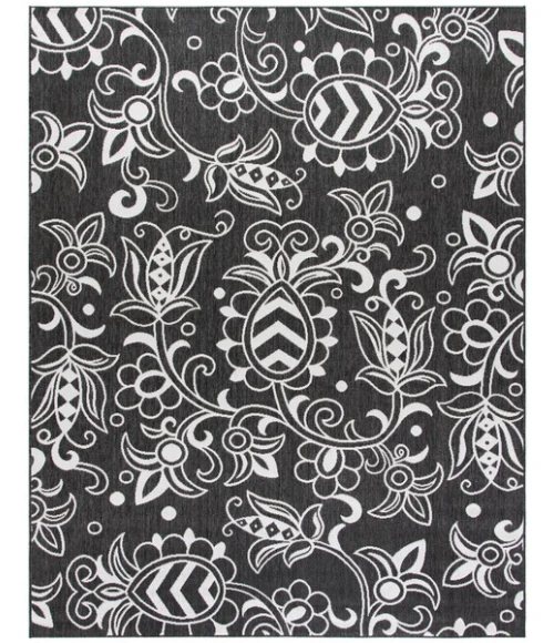 Safavieh Beach House BHS246 Black / Light Grey 6'-7" X 6'-7" Square Area Rug