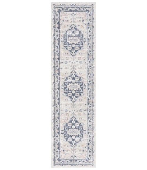 Safavieh Blair Washable BLR200 Beige / Navy 2'-2" X 8' Runner Area Rug