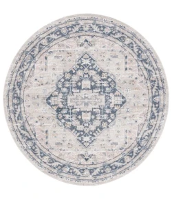 Safavieh Blair Washable BLR200 Beige / Navy 6'-7" X 6'-7" Round Area Rug