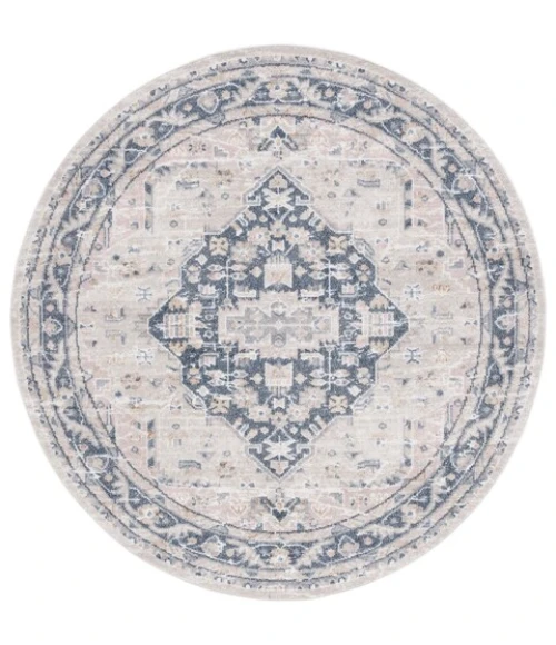 Safavieh Blair Washable BLR200 Beige / Navy 6'-7" X 6'-7" Round Area Rug