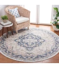 Safavieh Blair Washable BLR200 Beige / Navy 6'-7" X 6'-7" Round Area Rug