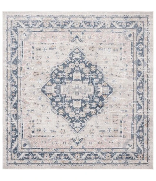 Safavieh Blair Washable BLR200 Beige / Navy 6'-7" X 6'-7" Square Area Rug