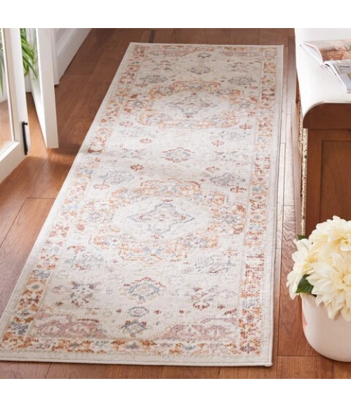 Safavieh Blair Washable BLR202 Beige / Rust 2'-2" X 8' Runner Area Rug