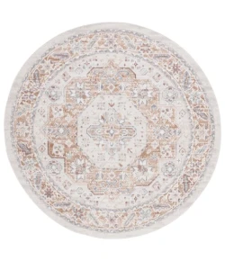 Safavieh Blair Washable BLR202 Beige / Rust 6'-7" X 6'-7" Round Area Rug