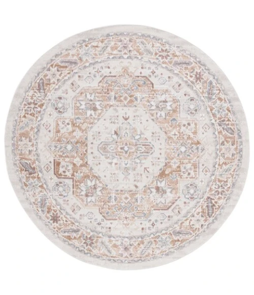 Safavieh Blair Washable BLR202 Beige / Rust 6'-7" X 6'-7" Round Area Rug