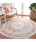 Safavieh Blair Washable BLR202 Beige / Rust 6'-7" X 6'-7" Round Area Rug