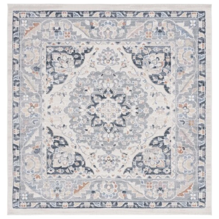 Safavieh Blair Washable BLR204 Beige / Grey Navy 6'-7" X 6'-7" Square Area Rug