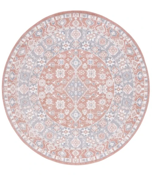 Safavieh Blair Washable BLR206 Rose / Grey 6'-7" X 6'-7" Round Area Rug