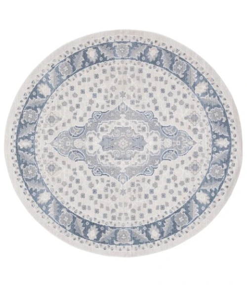 Safavieh Blair Washable BLR208 Beige / Grey Blue 6'-7" X 6'-7" Round Area Rug