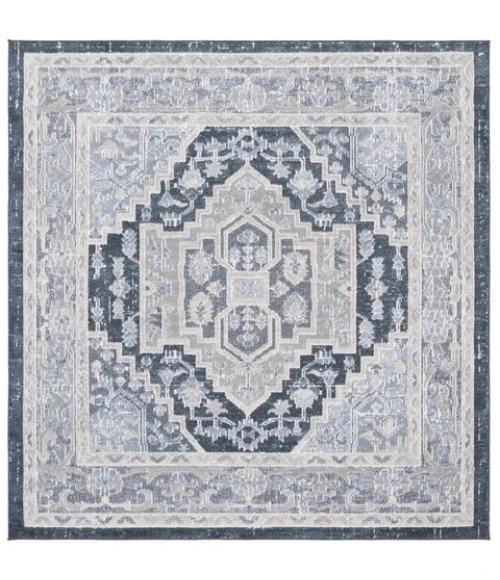 Safavieh Blair Washable BLR210 Beige / Navy 6'-7" X 6'-7" Square Area Rug