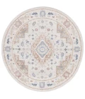 Safavieh Blair Washable BLR214 Beige / Rust 6'-7" X 6'-7" Round Area Rug