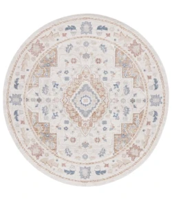 Safavieh Blair Washable BLR214 Beige / Rust 6'-7" X 6'-7" Round Area Rug