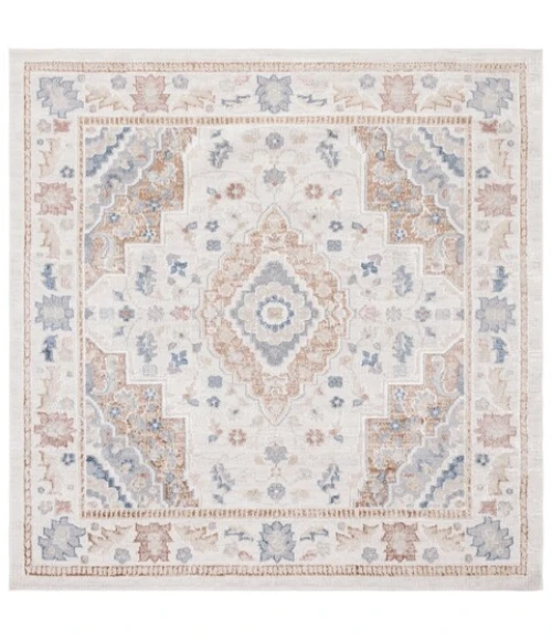 Safavieh Blair Washable BLR214 Beige / Rust 6'-7" X 6'-7" Square Area Rug