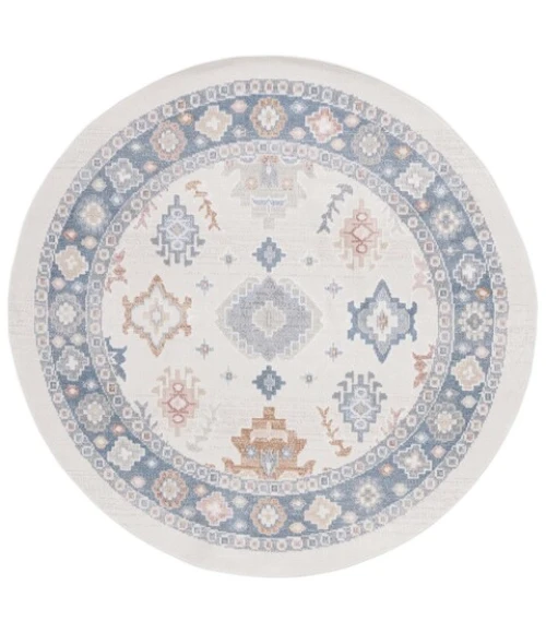 Safavieh Blair Washable BLR218 Beige / Blue 6'-7" X 6'-7" Round Area Rug