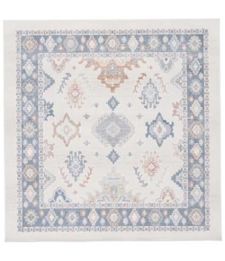 Safavieh Blair Washable BLR218 Beige / Blue 6'-7" X 6'-7" Square Area Rug