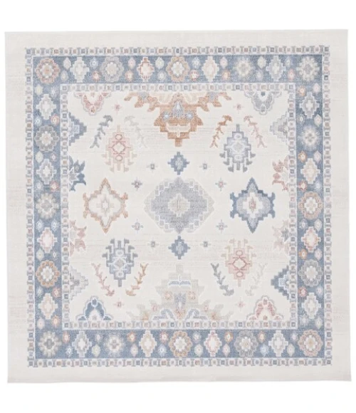 Safavieh Blair Washable BLR218 Beige / Blue 6'-7" X 6'-7" Square Area Rug