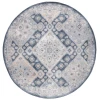 Safavieh Blair Washable BLR220 Grey / Navy 6'-7" X 6'-7" Round Area Rug